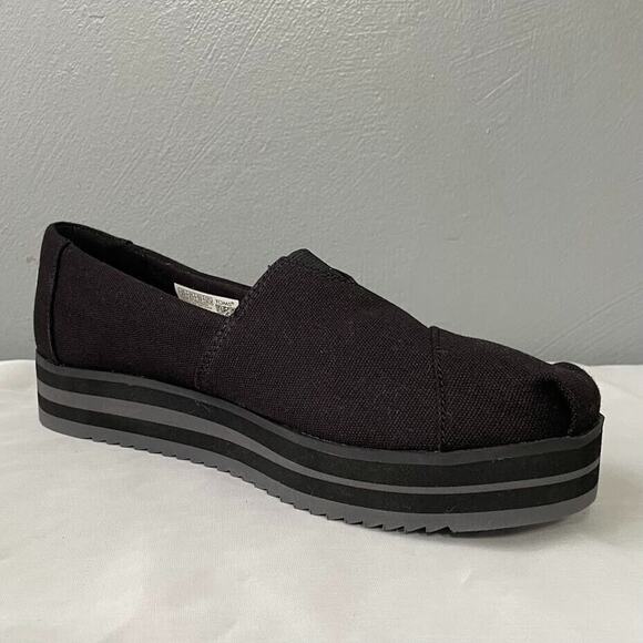 Toms Alpargata Alp Midform Platform Womens Size 8.5 Black Canvas Slip On Shoes - Picture 3 of 7